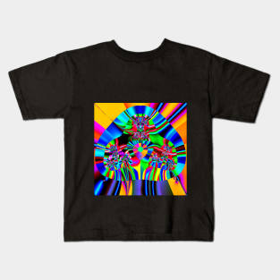 Psychedelic, Trippy, Multicolor Rounded Triangle Fractal Design Kids T-Shirt